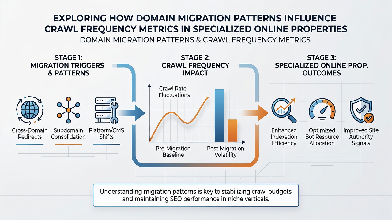 Graph comparing crawl request volumes across different migration types in specialized online properties