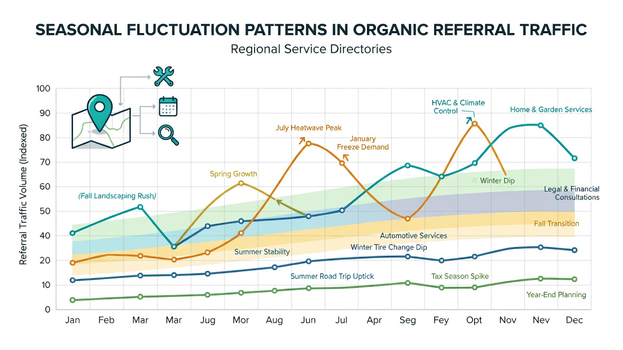 Map illustrating regional differences in referral traffic for service directories
